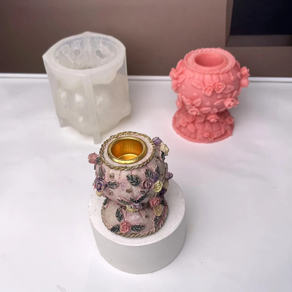 8985-玫瑰装饰束口福袋硅胶模具