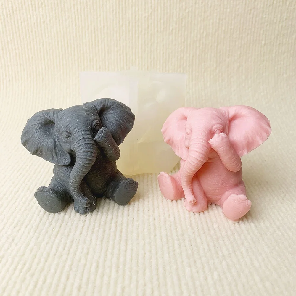 8991-款捂眼坐立小象模具/