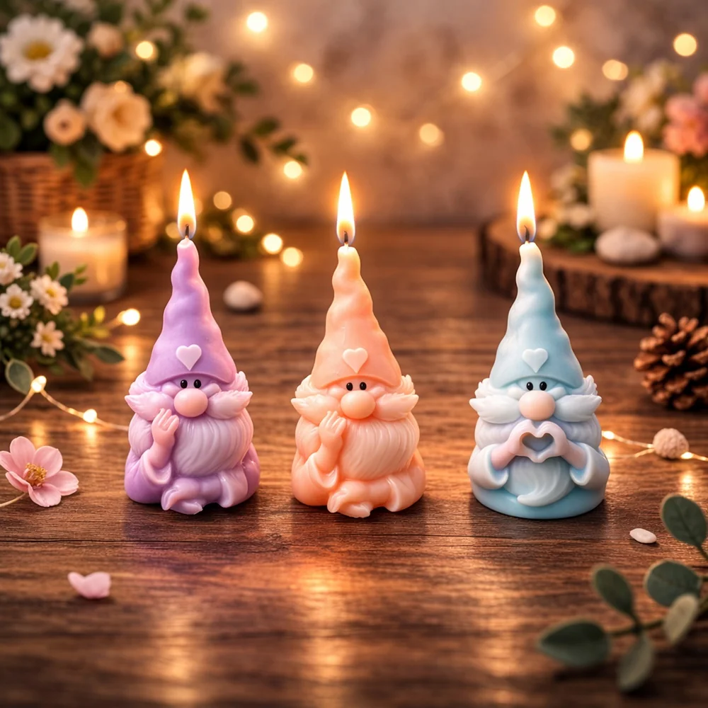 Heart Gnome Silicone Candle Mold with Pointed Hat