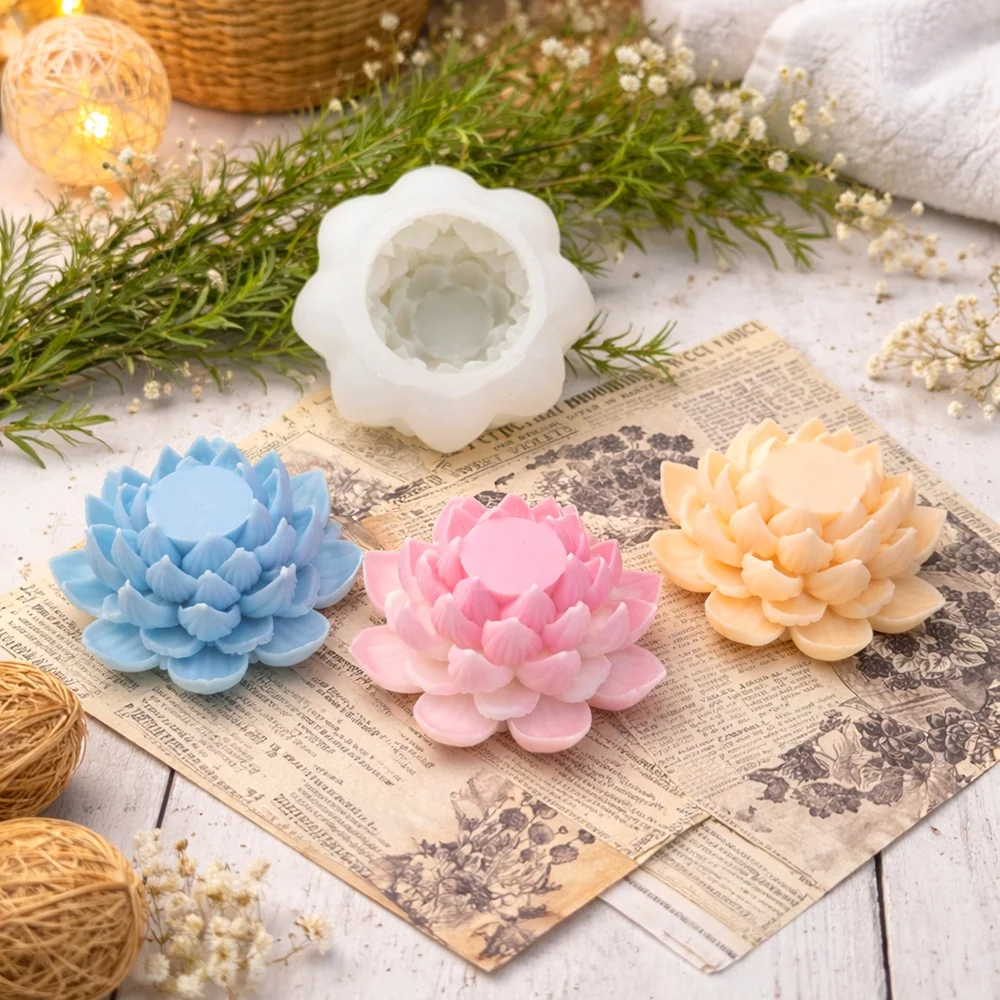 Lotus Silicone Candle Mold with Multi-layer Petals