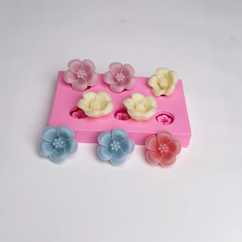 1368-六连五瓣花硅胶模具/