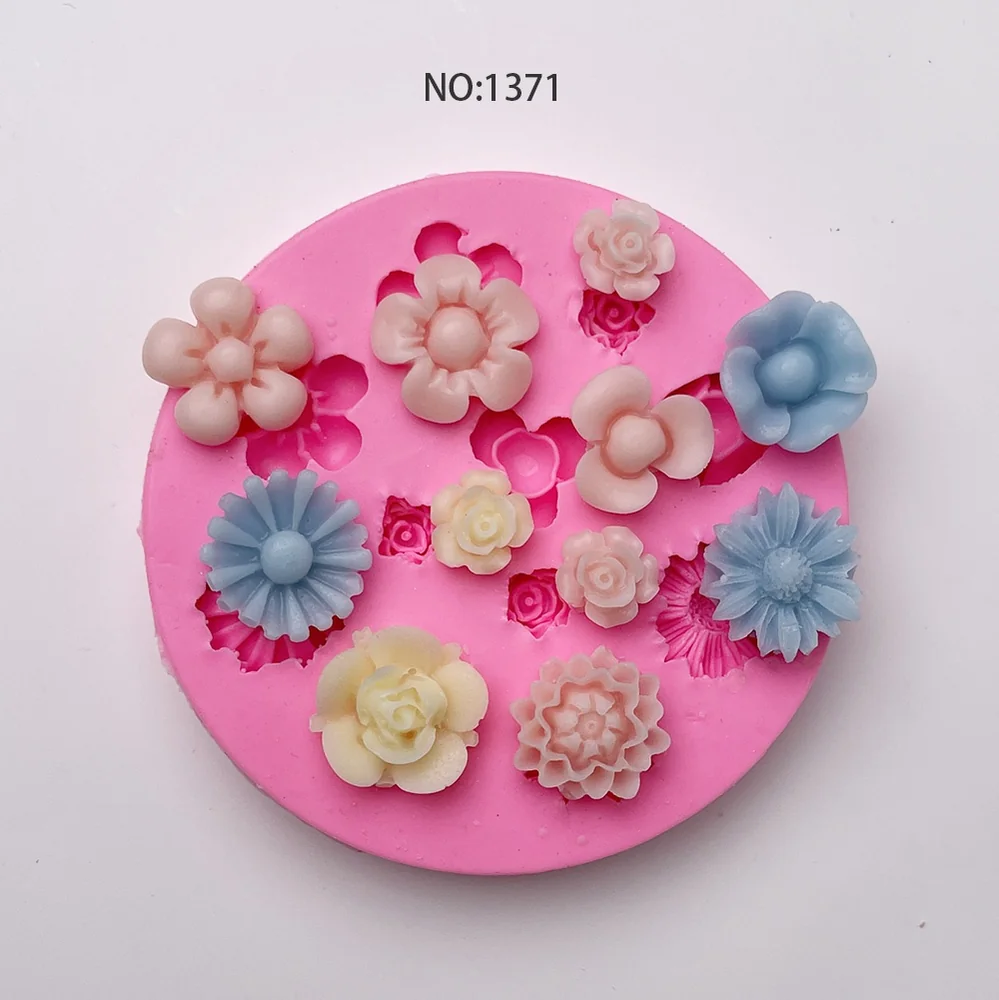 1371-多款花卉（玫瑰、雏菊、五瓣花等）造型硅胶模具