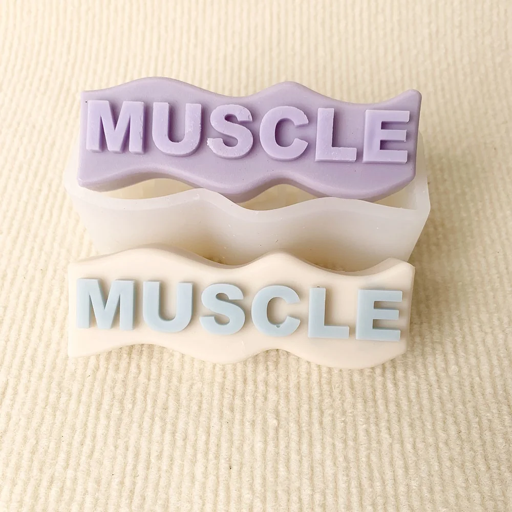 1388-波浪边MUSCLE字母字牌硅胶模具