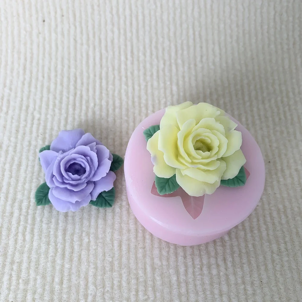 1397-带叶玫瑰花硅胶模具