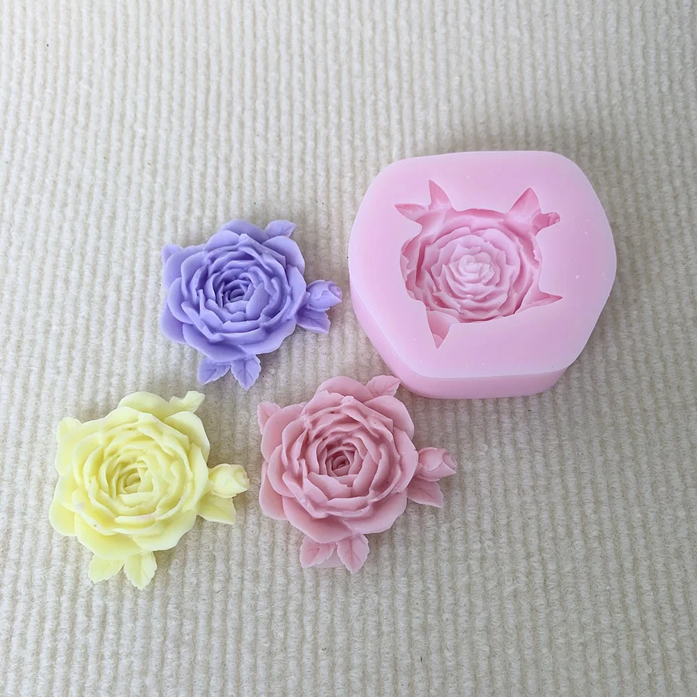 1398-带叶玫瑰花硅胶模具