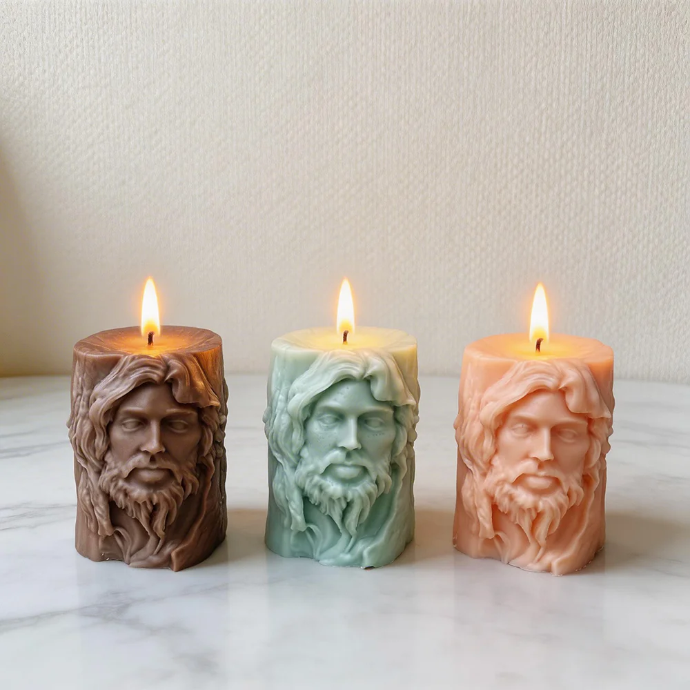 Jesus Relief Pillar Candle Mold - 9426