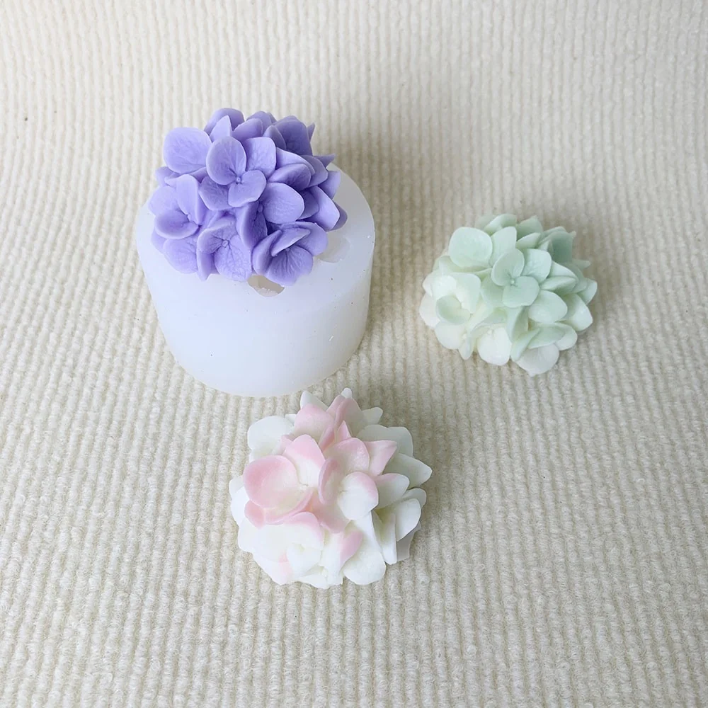 1390-立体绣球花蜡烛硅胶模具