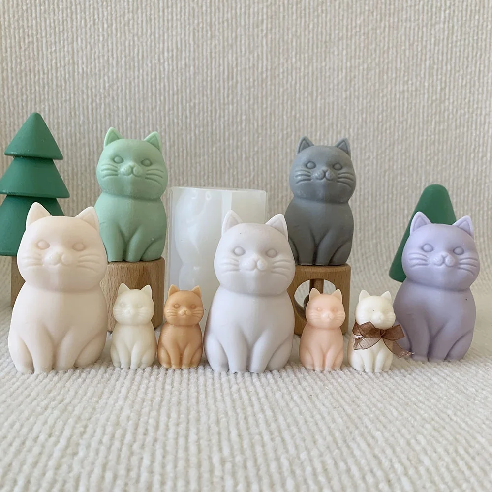 8981-坐立卡通猫咪硅胶模具
