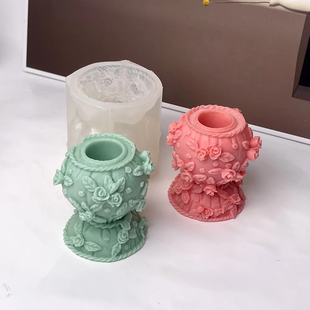 8985-玫瑰装饰束口福袋硅胶模具
