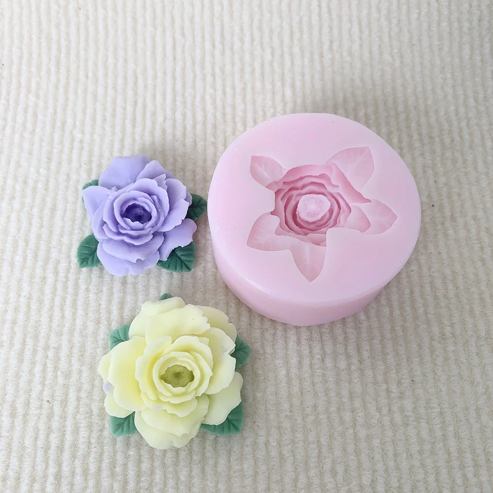 1397-带叶玫瑰花硅胶模具