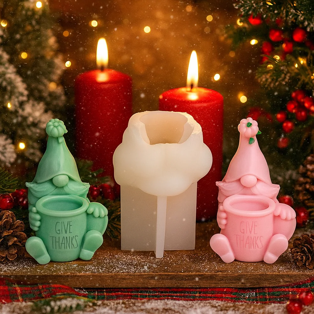 Gnome Thanksgiving Silicone Candle Mold - 9386