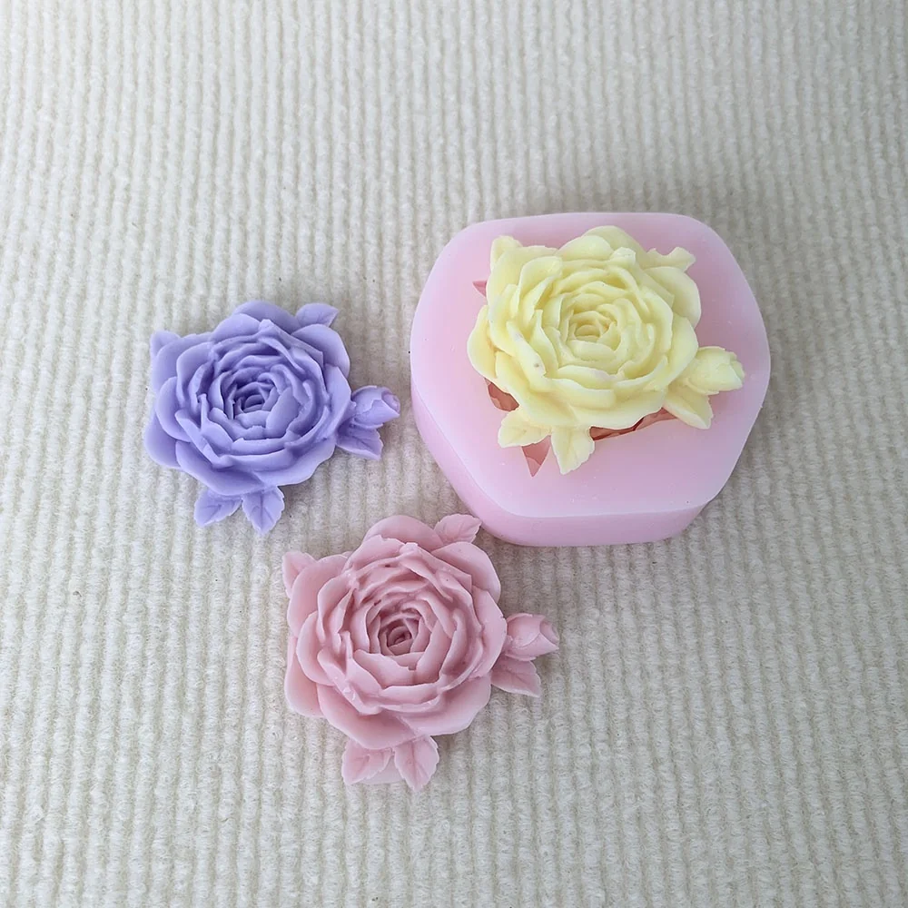 1398-带叶玫瑰花硅胶模具