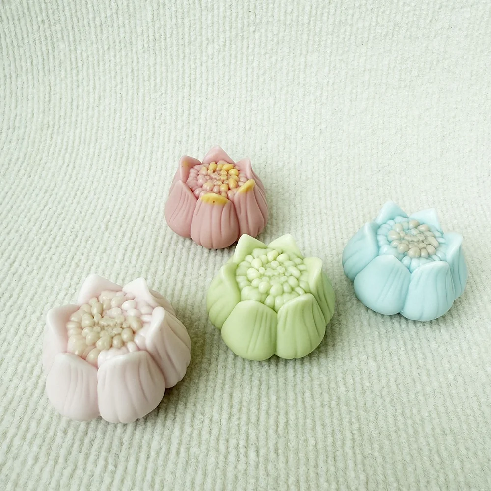1461-立体荷花花苞硅胶蜡烛模具
