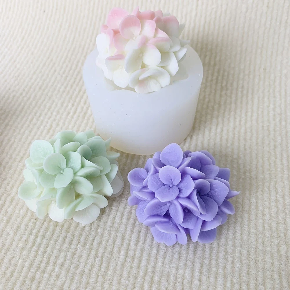 1390-立体绣球花蜡烛硅胶模具
