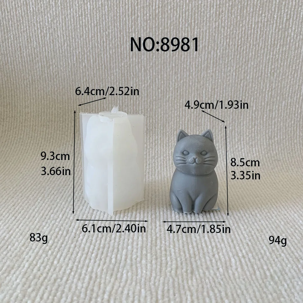 8981-坐立卡通猫咪硅胶模具