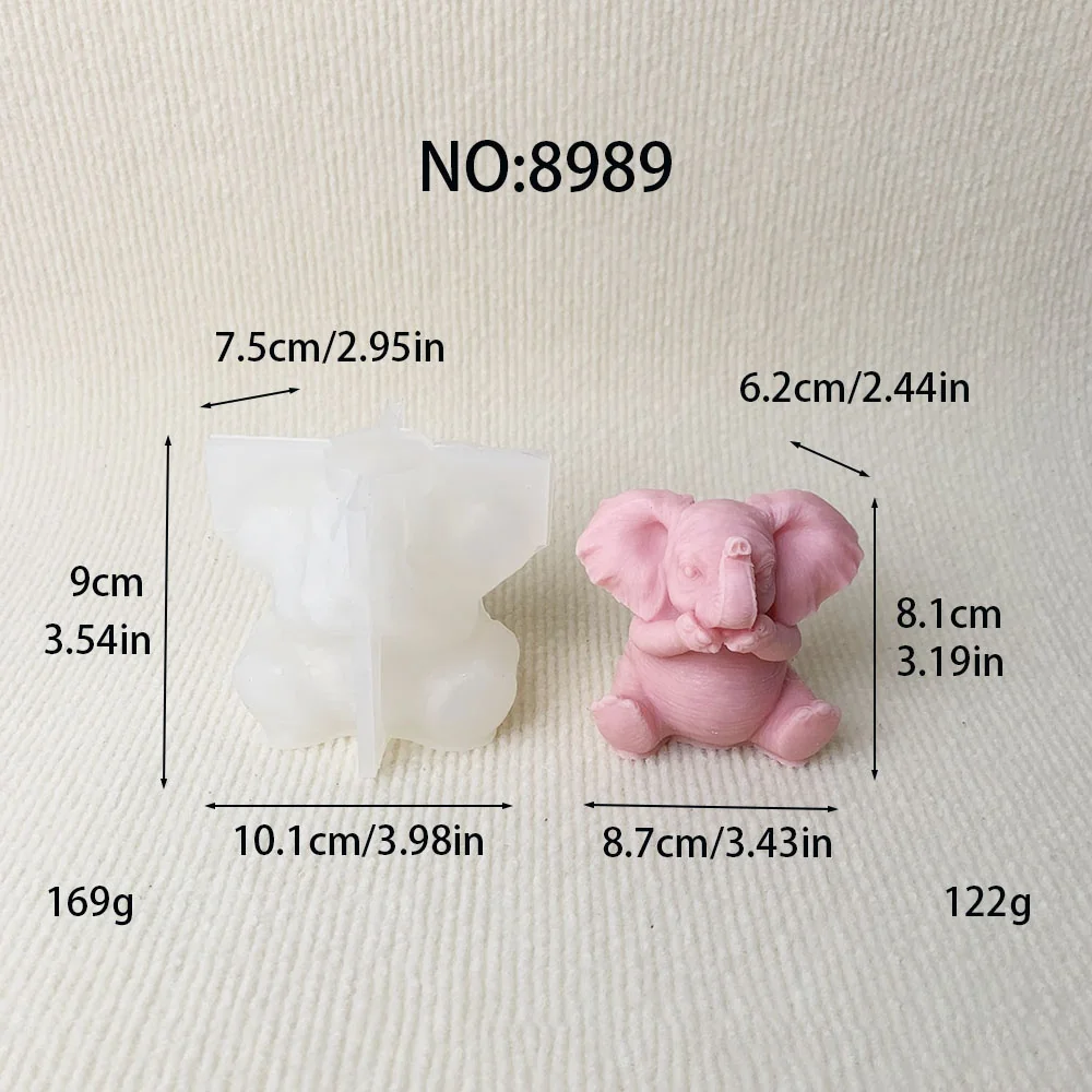 8989-坐姿捂嘴卡通小象硅胶模具