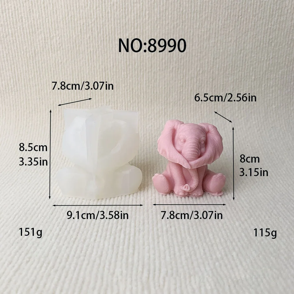8990-坐立捂眼大象/硅胶模具