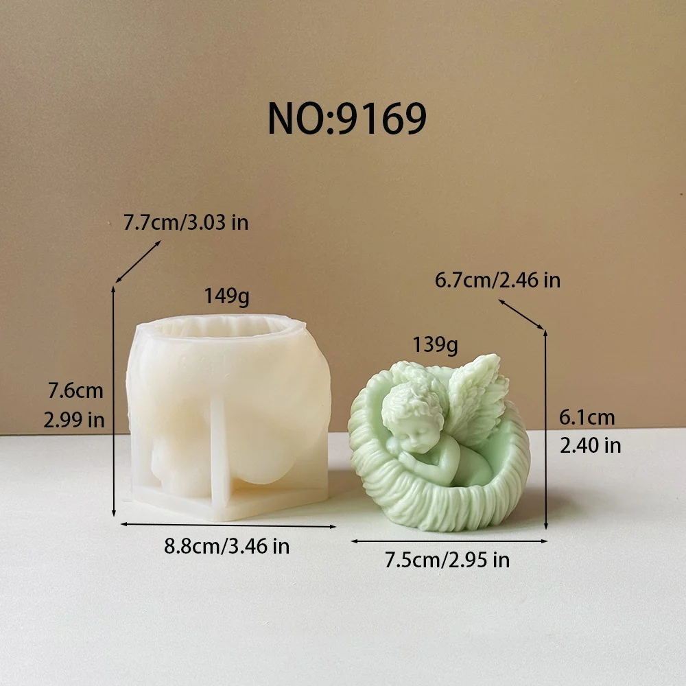 9169-鸟巢内熟睡的小天使硅胶模具