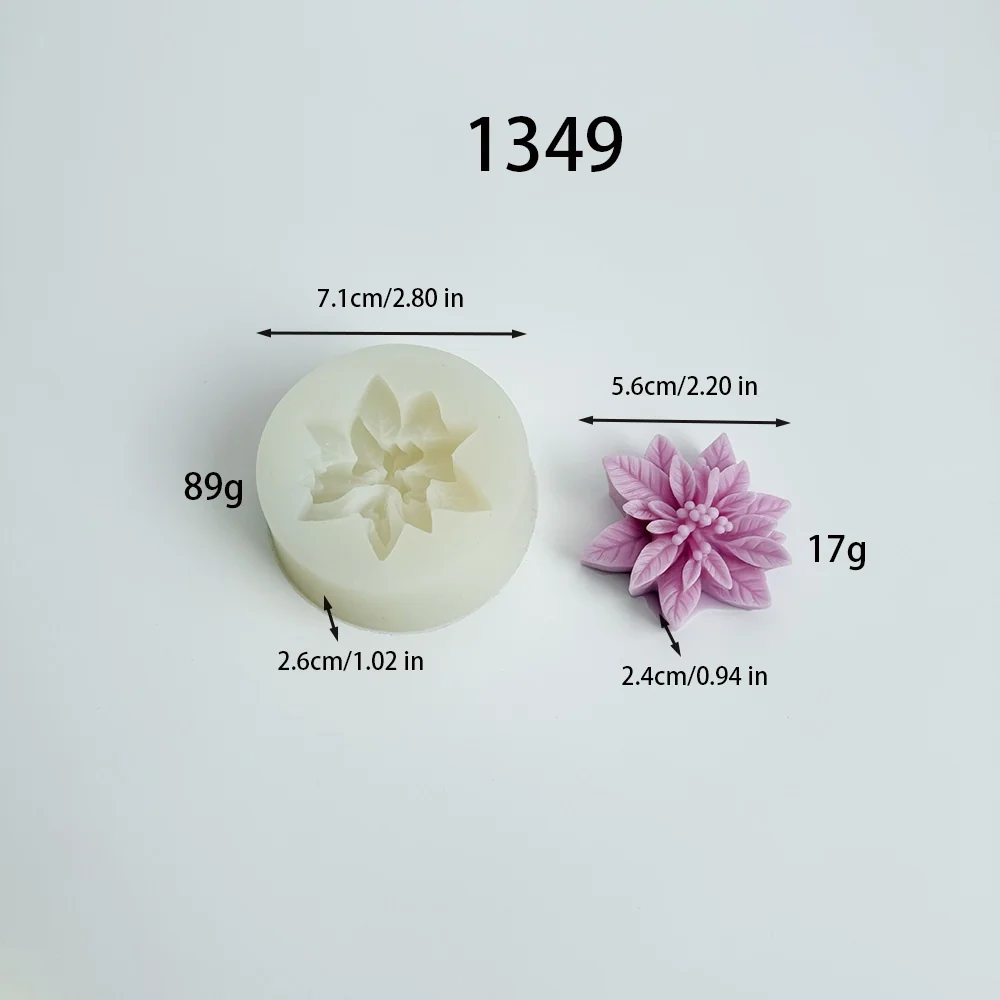 1349-一品红花造型硅胶模具