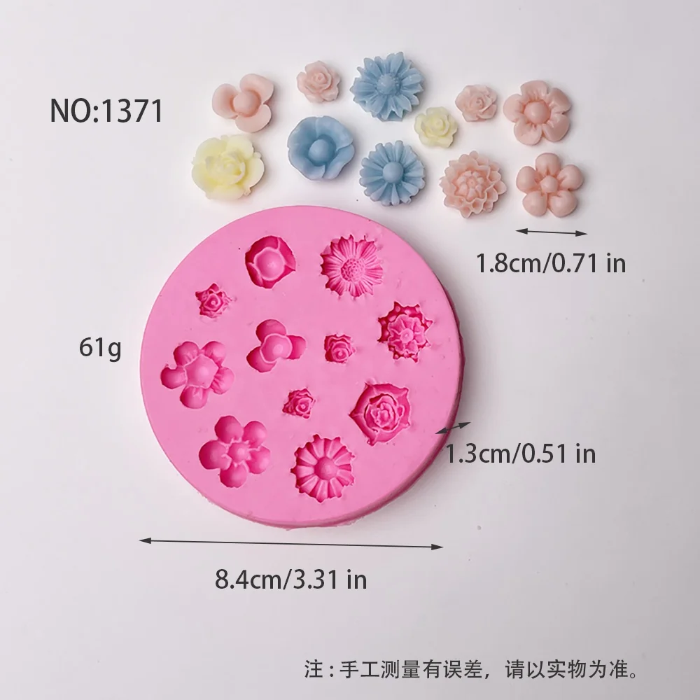 1371-多款花卉（玫瑰、雏菊、五瓣花等）造型硅胶模具