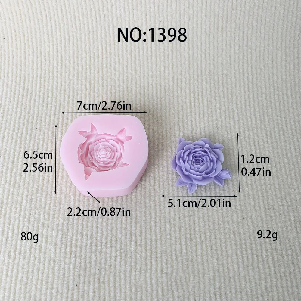1398-带叶玫瑰花硅胶模具