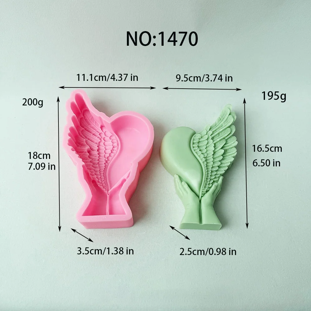 1470-双手托举单翼爱心/硅胶模具
