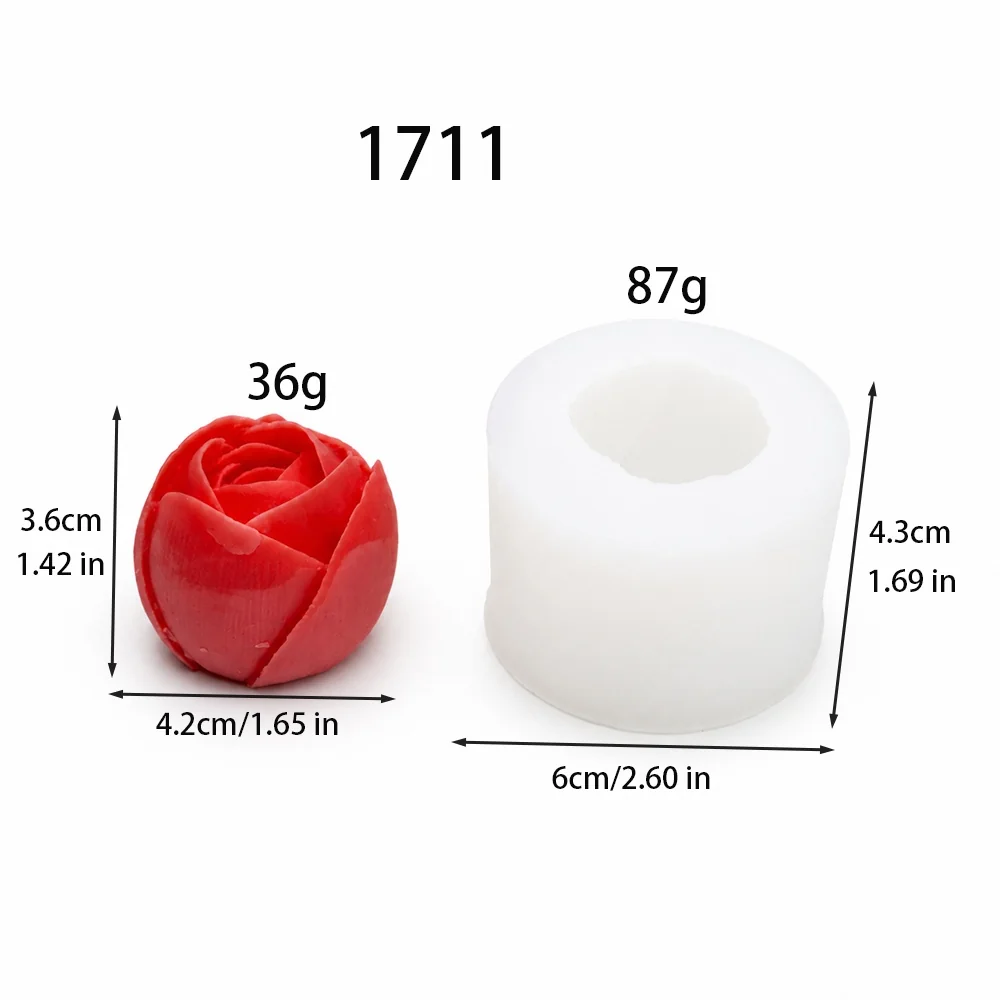 1711-玫瑰花苞硅胶模具