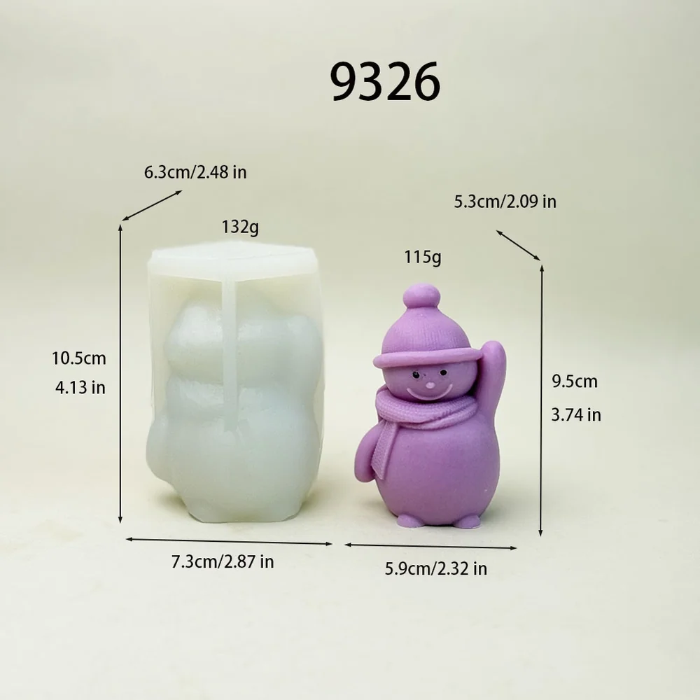9326-戴帽挥手雪人硅胶蜡烛模具