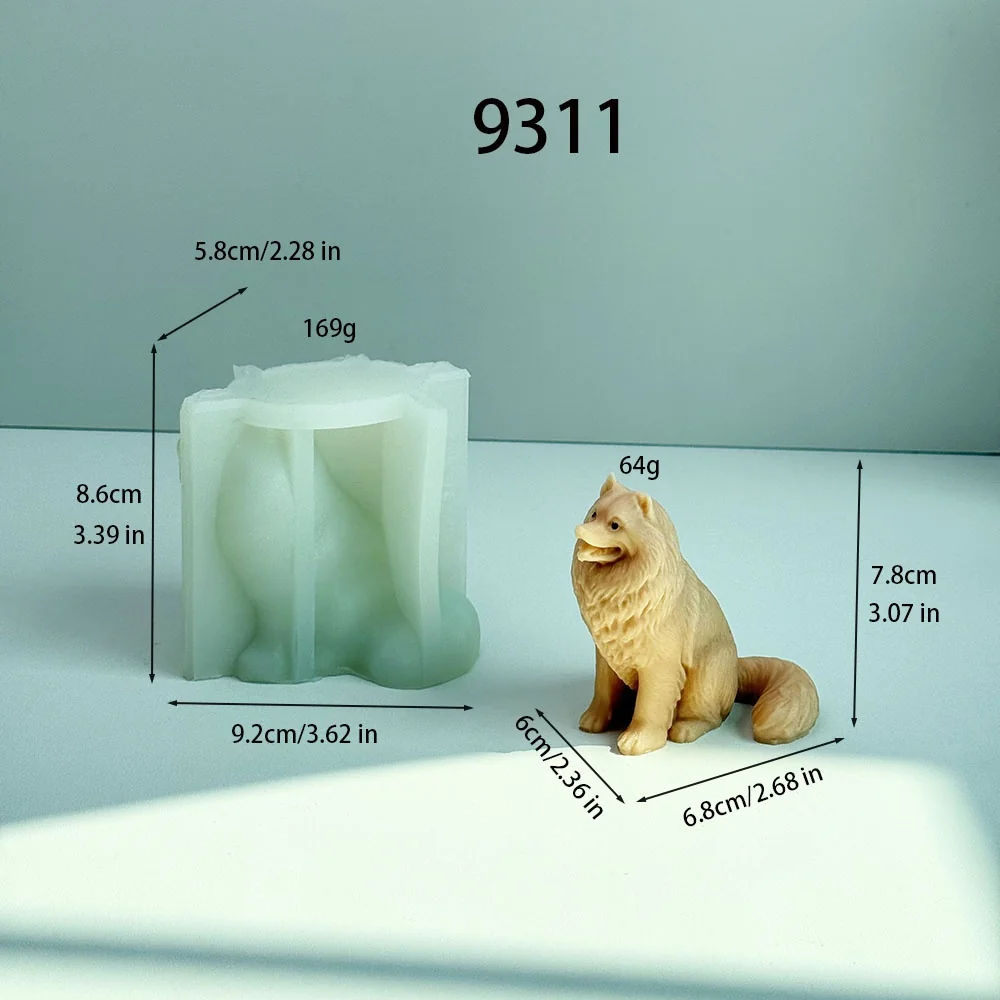 9311-立体坐姿萨摩耶硅胶模具