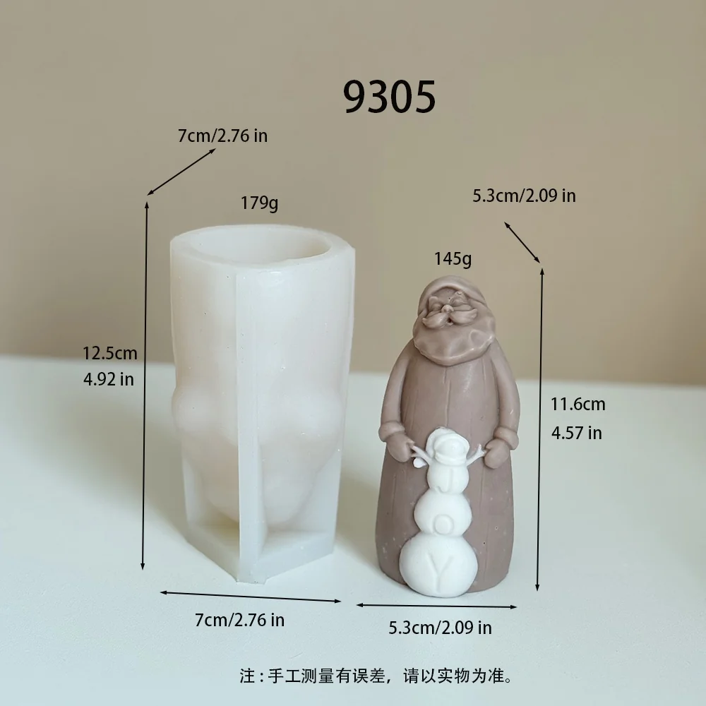 9305-圣诞老人抱雪人造型搭配型号编码9305硅胶模具