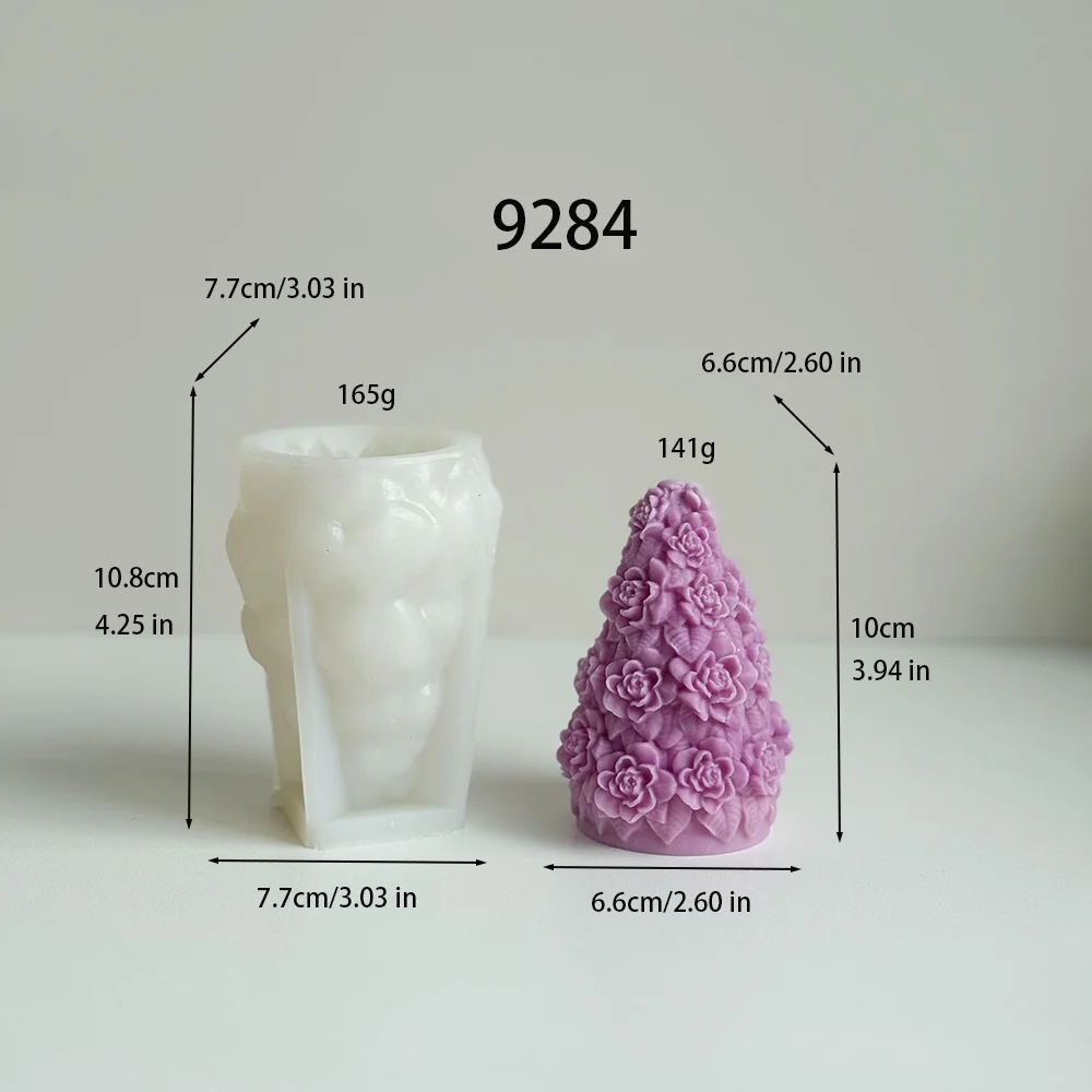 9284-玫瑰堆叠锥形花塔硅胶模具